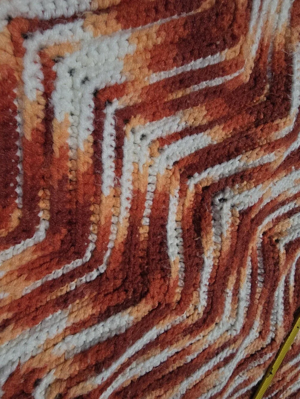 Vtg Handmade Afghan Crochet Earth Colors Zig Zag Chevron Blanket Throw 54x82